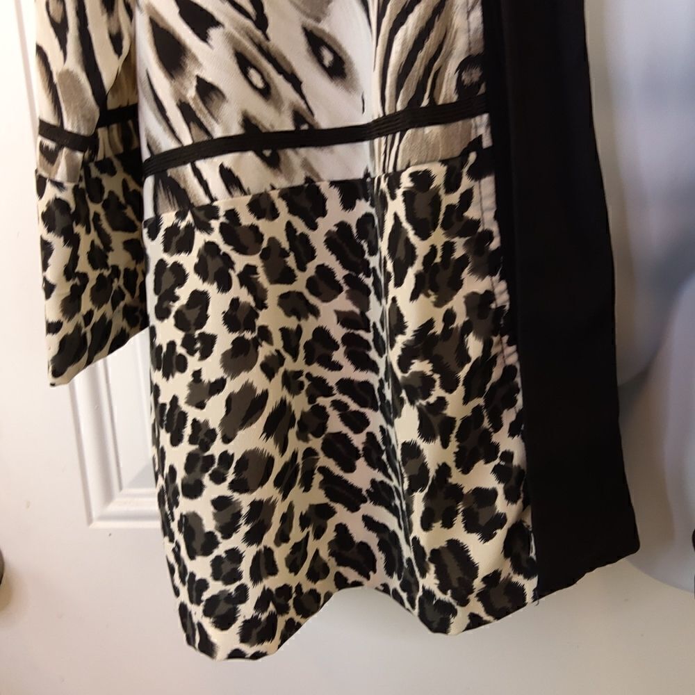 Caribe vintage black and charcoal gray animal print kimono with shoulder pads - Picture 4 of 10